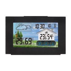 Peakloong Digital Screen Meteorological Clock Weather Forecast Clock Multifunction with Temperature Humidity Sensor for Indoor Outdoor