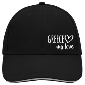 Huuraa Greece My Love Unisex Cap Size for All Fans of Greece Gift Idea for Friends and Family, Black/Light Grey