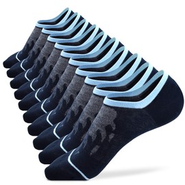 Busy Socks Men's No Show Hidden Dress Recycled Socks Pack, Womens Short Fitness Cycling Low Cut Socks with Non Slip Grip Size 10-13, 5 Pairs, Large, Navy