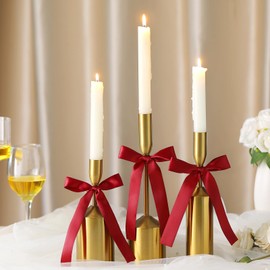 Jingmore 24 Pack Burgundy Bows for Wine Glasses Candle Holder Bow Drink Marker 6.7 x 4 Inch Candlestick Ribbon Champagne Charm Coquette Self Adhesive Tag Name Marker for Wedding Anniversary Party