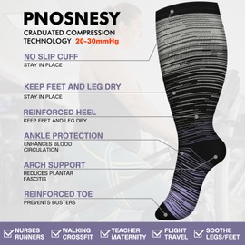 3 Pairs Plus Size Compression Socks for Women and Men Wide Calf 20-30mmhg Extra Large Knee High Support for Circulation