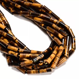 Unbranded Natural Yellow Tiger Eye Smooth Tube Beads Size 6x16mm 15.5'' Strand