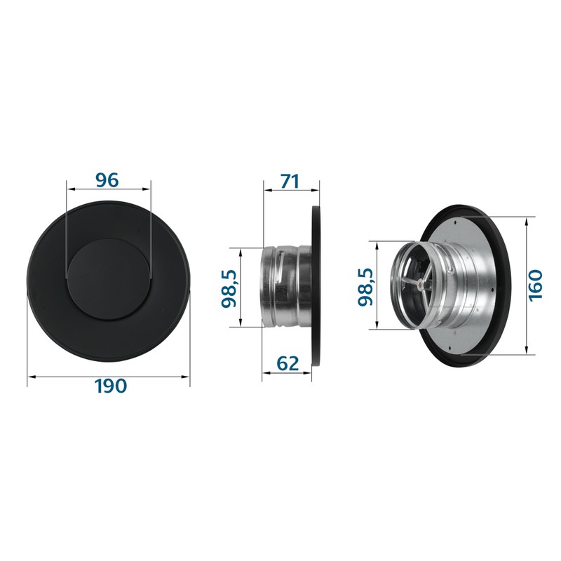 SYSTERM Ventilation Ventilation Plate Valve Black Round Disc Valve Exhaust