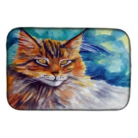 Caroline's Treasures 7421DDM Maine Coon Cat Watching you Dish Drying Mat Absorbent Dish Drying Mat Pad for Kitchen Counter Dish Drainer Mat for Countertop, 14 x 21", Multicolor