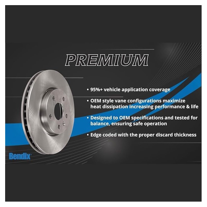 Bendix Premium PRT6898 Rear Brake Rotor compatible with Nissan Altima