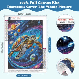 SENQAO Turtle Diamond Painting Kits for Adults, 5D Universe Full Drill Diamond Art Kits, Sea Turtle DIY Round Full Drill Gem Art and Crafts for Home Wall Decor 12x16inch
