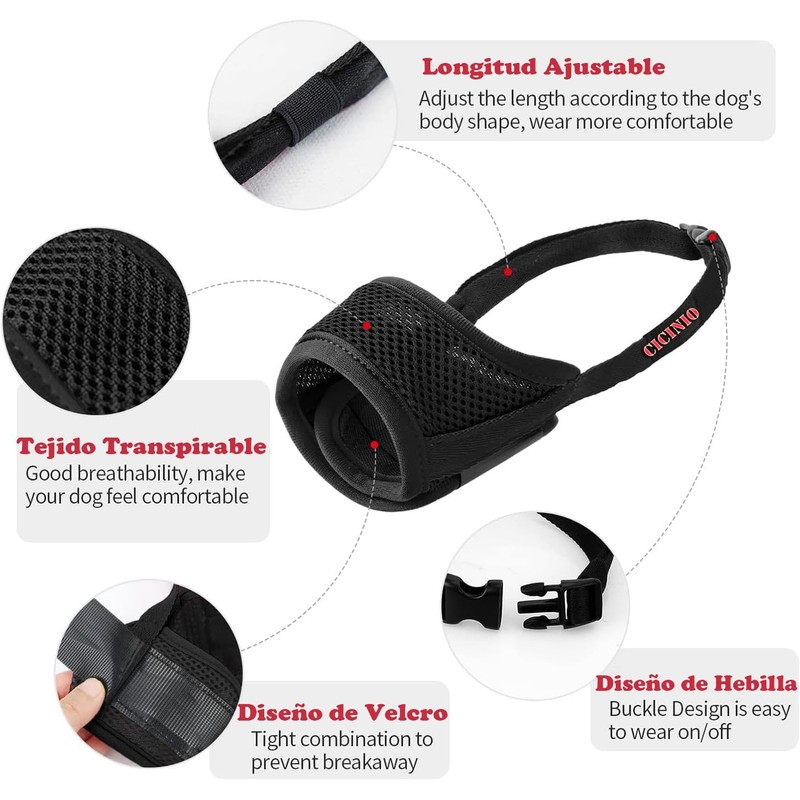 Bozal para perro de malla suave ajustable – CICINIO KZG-03
