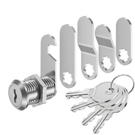 VOCIBO® Letterbox Lock, 4 Keys, Comes with 5 Different Lock Plates, Letter Box Lock 25 mm, Locker Lock, Diameter 18 mm, Drawer Lock, Lever Lock for Letterboxes, Cabinet Doors