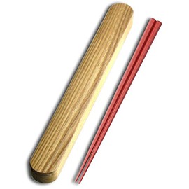 Nagao Chopsticks and Case Set, 9.1 inches (23 cm), Hexagonal Chopsticks Red, Dishwasher Safe, Made in Japan