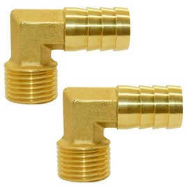 Joywayus Brass Hose Fittings 90 Degree Elbow 1" Barb to 3/4"NPT Male Water/Fuel/Air(Pack of 2)