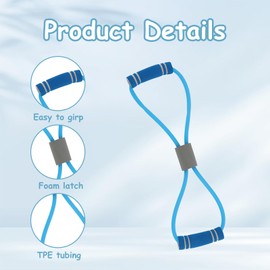 3 Pieces Figure 8 Resistance Band, Saludea Resistance Band with Handles Stretch Fitness Strap for Full-Body Exercise Strength Training Home, Gym (Pink + Purple + Blue)