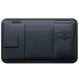 Toyosport Car Visor Organizer, Multi-Functional Sun Visor Organizer, Black PVC Compact Design, Includes Pocket for Documents, Glasses Holder, Ideal for Most Vehicles