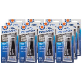 Permatex 81158-12PK Black Silicone Adhesive Sealant, 3 oz. Tube (Pack of 12)