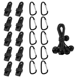 ZONADAH 30-teiliges Planen-Clip-Set, 10 Zelt-Clips mit 10 Zeltschnüren und 10 Karabiner-Clips, Planenzubehör für Outdoor-Camping-Zeltabdeckung