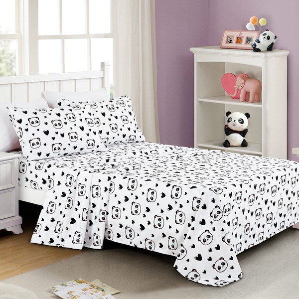 Chezmoi Collection 3-Piece Kids/Teens Panda Love Sheet Set - Soft