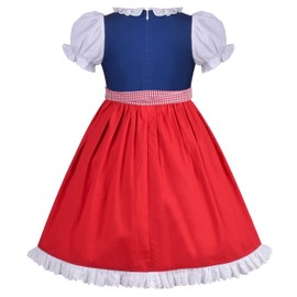 Sunny Fashion Girls Dress with Maid Lace Apron German Dirndl Bavarian Oktoberfest Age 4 Years Red