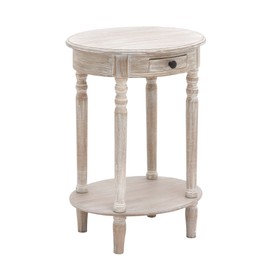 Deco 79 96290 Wood Oval Accent Table, 27" x 20", Taupe