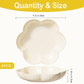 Milnnie 4-Pack Floral Shaped Snack Serving Trays – Elegant Plastic Dessert Plate with Petal Design, Lightweight Fruit Bowl for Candy, Nuts, Dry Fruit, Appetizers, Party & Home Décor (Large)