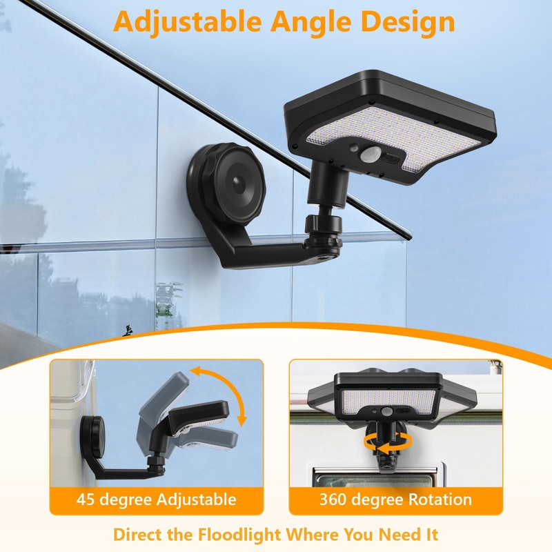 Magnetic Solar Lights Outdoor with Motion Sensor, USB & Solar