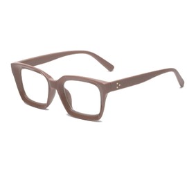 YUELUQU Rectangular Large Frame Glasses Women's Fake Glasses Glasses Frames UV400 Protection Glasses Without Prescription, coffee
