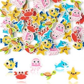 Yopyame 60Pcs Ocean Animals Mini Erasers for Kids Bulk Assorted Novetly Sea Animals Pencil Erasers Cute Puzzle Eraser Desk Pet School Classrrom Prize Student Homework Rewards Gift Filling Party Favors