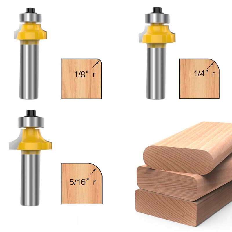 1/2 Inch Shank Round-Over Router Bits Corner Rounding Edge-Forming Roundover