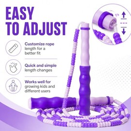 Jump Rope for Kids, Beaded Jumping Rope for 8-12, 9Ft Adjustable Skipping Rope with Soft Beaded, Tangle-Free Jumprope for Girls Boys, Students Outdoor