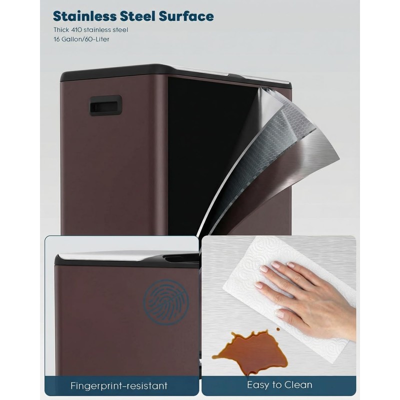 ComfyCorner 16 Gal (2 x 30 L) Dual Trash Can,