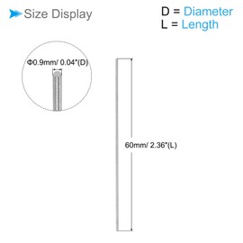 CoCud Round Steel Rod, Diameter 0.9mm, Length 60mm, High Speed Steel Bar for Craft Tools - (Applications: for Drills, Lathes, Boring Machines) 5 Pieces