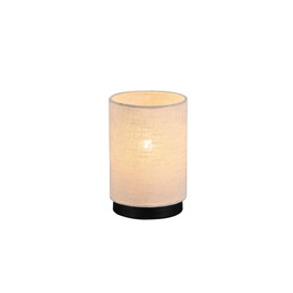 Lexi Lighting Linea Table Lamp in Linen Fabric Shade, Cylinder Minimalist Nightstand Lamp, Overall Height 20cm, Study Reading Desk Lamp for Kids Room, Living Room, College Dorm, Home, Office