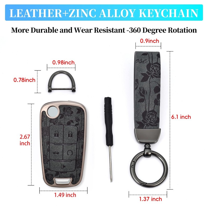 EnerCharge Key Fob Cover with Keychain,Soft TPU and Leather Full