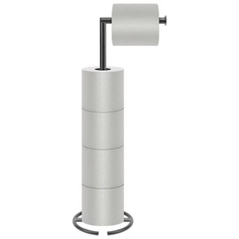 NearMoon Bath Toilet Paper Holder Stand- Modern Tissue Roll Holder Standing with Balanced Base, Rustproof Toilet Roll Holder for Bathroom/Kitchen Countertop (Matte Black, Metal Base)