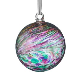 Sienna Glass Hanging Friendship Ball – 8cm Handcrafted Multi-Coloured Glass Ornament with Ribbon – Unique Keepsake Gift for Friendship and Celebrations