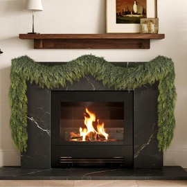 Real Touch Cedar Garland - Artificial Christmas Garlands Faux Green Cedar Fake Pine Needles Garland for Fireplace,Table, Stairs, Mantle, Window,Indoor Outdoor,Home,Holiday Decor(1 PCS,5 FT)