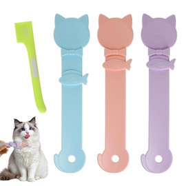 4 PCS Cat Treat Feeder Spoon, Cat Squeeze Treat Spoon, Easy to Clean, Suitable for Cat Liquid Treats and Wet Food (Dark Blue, Purple, Pink)