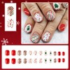 Christmas Press on Nails White Short Square - ZWENJIE Winter