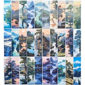 30Pcs Book Mark with Paper Beautiful Scenery Bookmarks Traditional Chinese Ink Painting Book Mark Gifts for Book Lovers