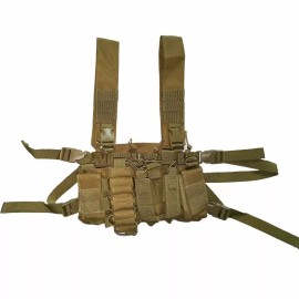 Sirius Survival Tactical Chest Rig with 4 Molle Pouches - Tactical Chest Harness - Tan