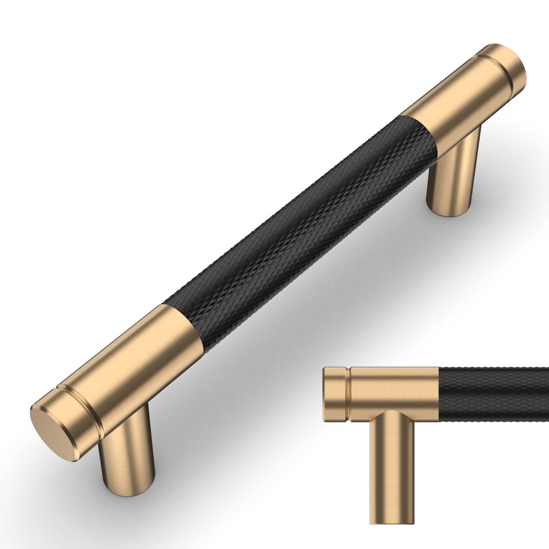 Amerdeco 10 Pack Champagne Bronze and Black Knurled Cabinet Pulls