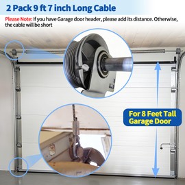 Garage Door Cables for 8 Ft Door, 9 Ft 7 Inch Long Cable Replacement for Torsion Springs, Garage Door Repair Kit Upgrades of Your Garage Door Springs & Wires Connect Easily to Drums & Bottom Brackets