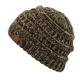 C.C Exclusives Cable Knit Beanie - Thick, Soft & Warm Chunky Beanie Hats (Chenille New Olive)