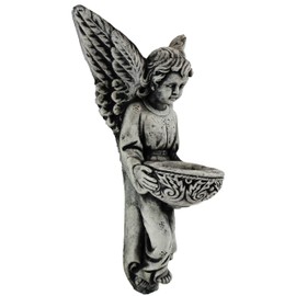 Holy Angel Statue with Bowl Wall Plaque Home and Garden Statues Decor Cement Cherubs