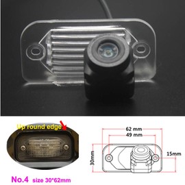Navinio Waterproof Backup Camera Color Car Rear View Camera 170 Degree Viewing Angle License Plate with Night Vision for Mercedes C E CLS class W203 W211 W219 W209 (No. 4 size 30*62mm Up round Edge)