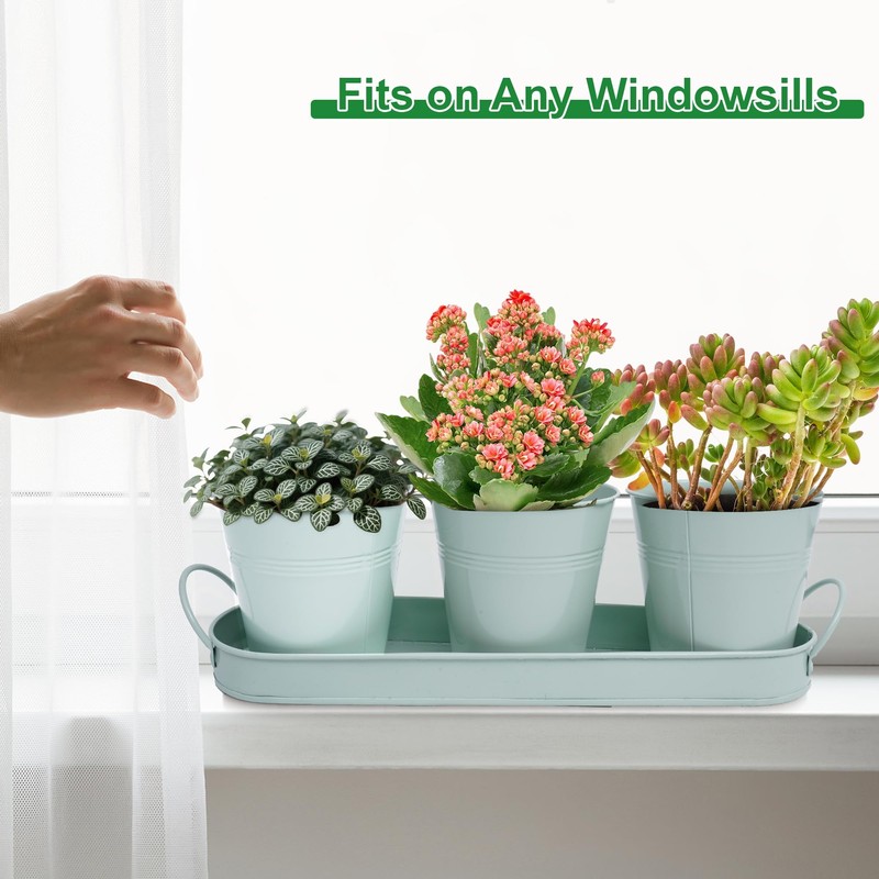 Wacloud Herb Garden Planter Indoor Kit – 6 Metal Pots