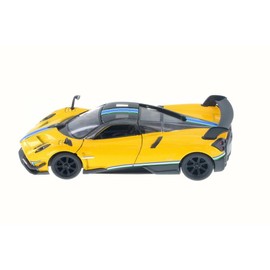 KiNSMART 2016 Pagani Huayra BC Yellow w/Racing Strip Decal 5" 1:38 Scale Die Cast Metal Model Toy Super Race CarCar w/Pullback Action