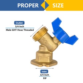 (Pack of 5) GUOFIS Sillcock Hose Bibb Valve,3/4 Inch FIP Inlet x 3/4 Inch MHT Outlet,Outdoor Faucet with Flange,1/4 Turn