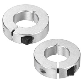 M METERXITY 2-Pack Single Split Shaft Collar 22mm Bore Aluminum Clamp-On Shaft Collars 42mm OD, 12mm Thickness with M4 Set Screw Anodization for Stoppers/Machinery [Silver]