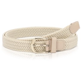 WHIPPY Fabric Belt Stretch Belt Elastic Braided Belt Elastic Stretchy Belt for Men and Women with Gold Buckle Width 2.5 cm, B-beige