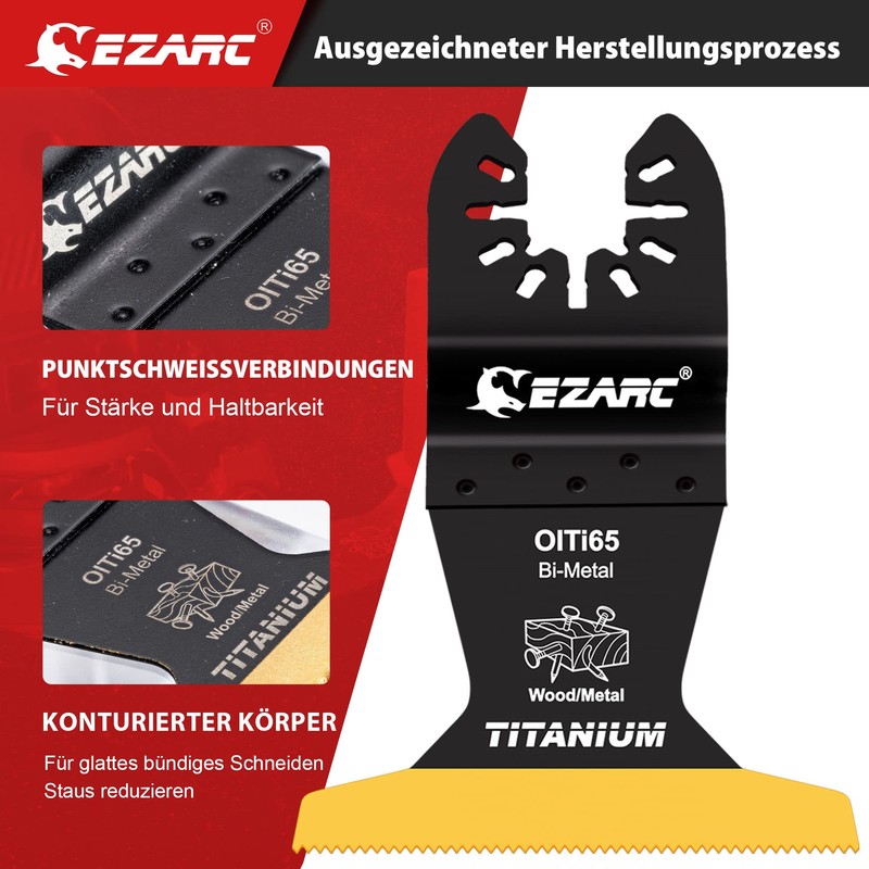 EZARC 3-Piece Multitool Saw Blades Titanium Extended Oscillating Saw Blades