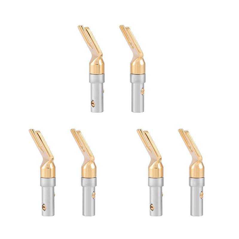 6 Pcs Gold Plated 4mm Banana U Fork Y Spade
